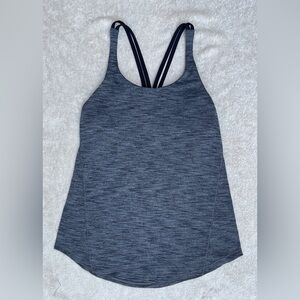 Lululemon built in bra Tank Top gray size 4 yoga Pilates crisscross straps